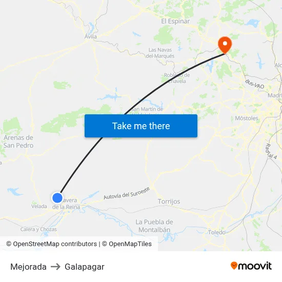 Mejorada to Galapagar map