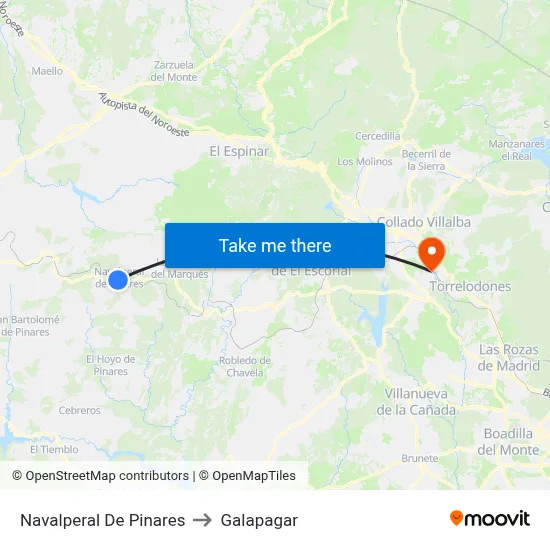 Navalperal De Pinares to Galapagar map