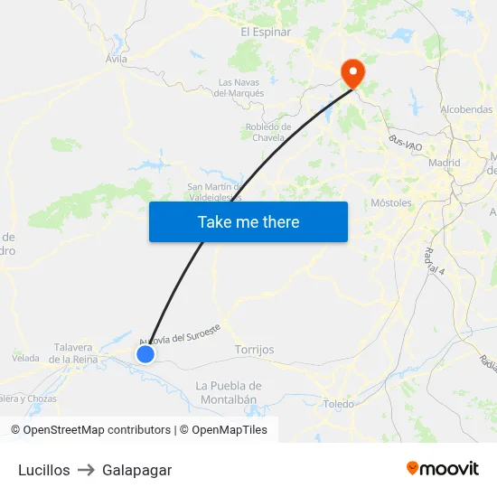 Lucillos to Galapagar map