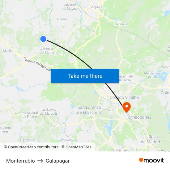 Monterrubio to Galapagar map