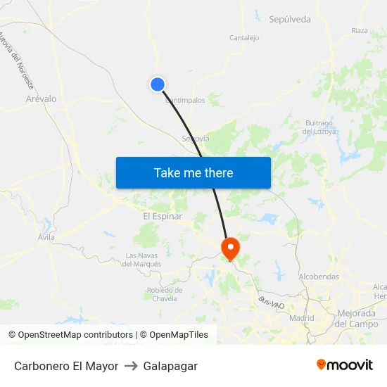Carbonero El Mayor to Galapagar map