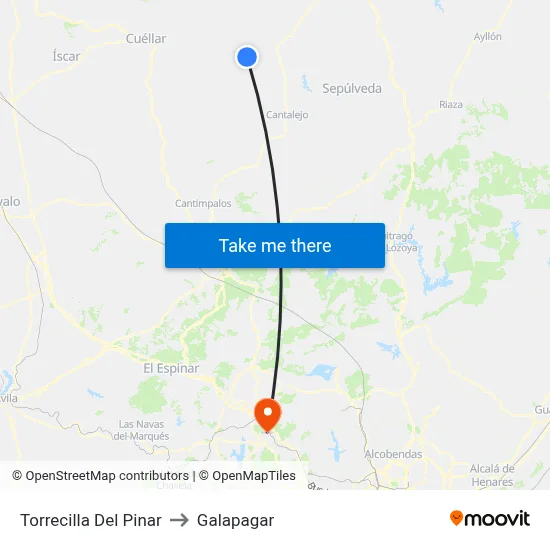 Torrecilla Del Pinar to Galapagar map
