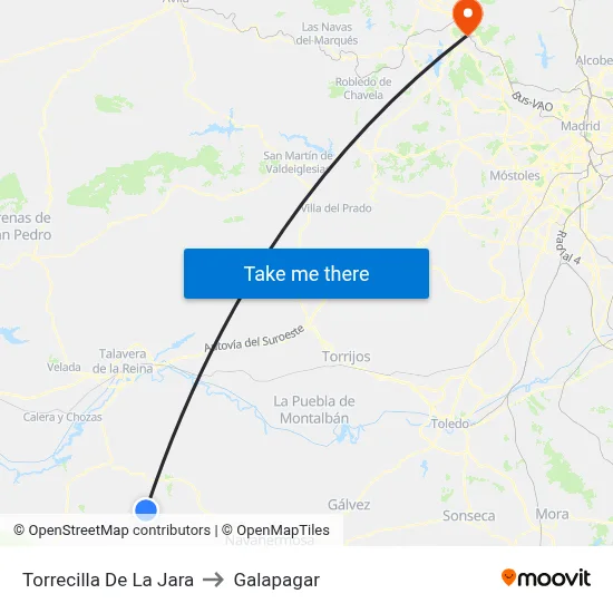 Torrecilla De La Jara to Galapagar map