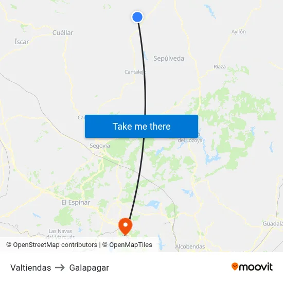 Valtiendas to Galapagar map