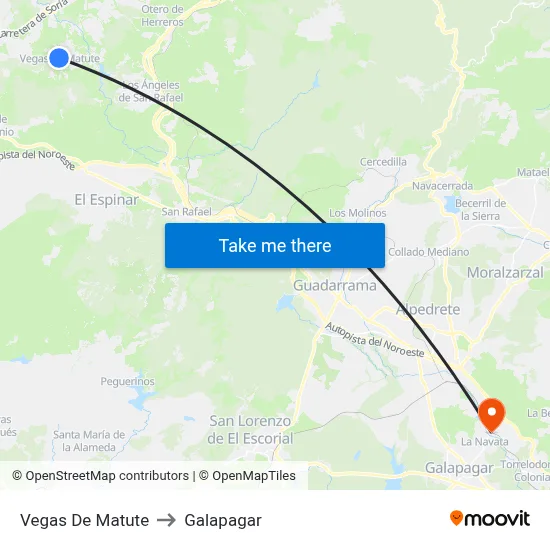 Vegas De Matute to Galapagar map