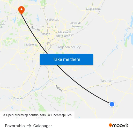 Pozorrubio to Galapagar map