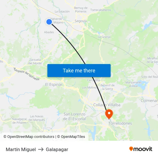 Martín Miguel to Galapagar map