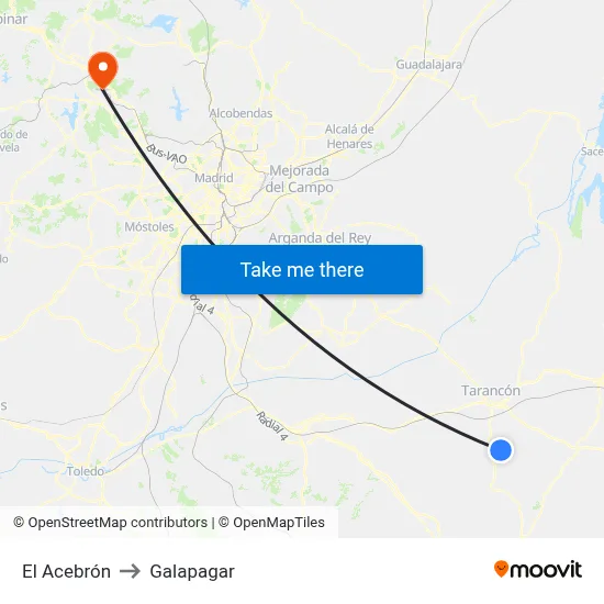 El Acebrón to Galapagar map