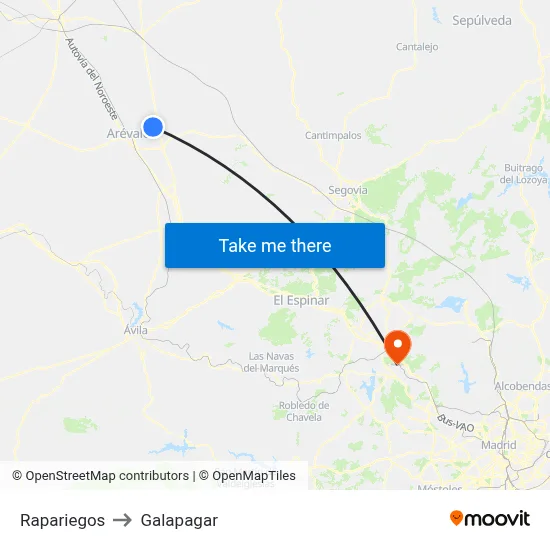 Rapariegos to Galapagar map