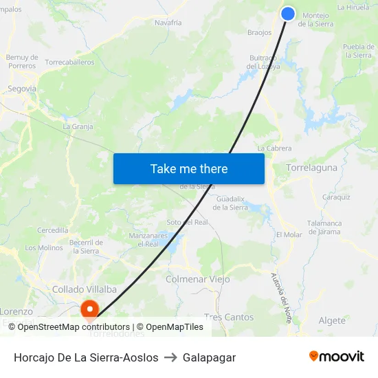 Horcajo De La Sierra-Aoslos to Galapagar map
