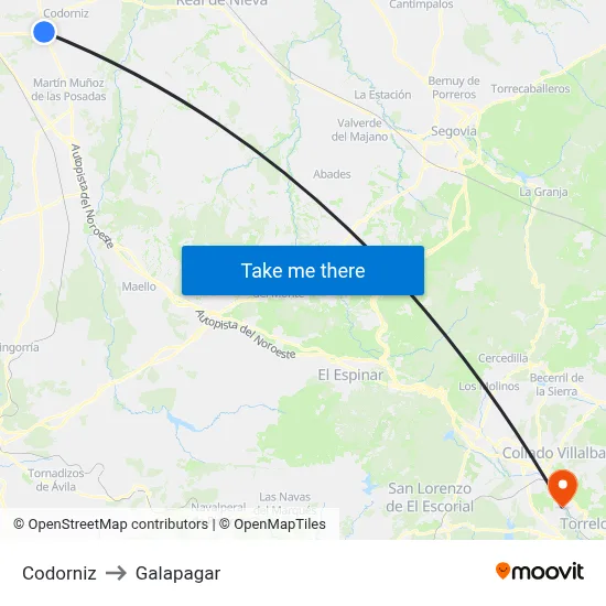 Codorniz to Galapagar map