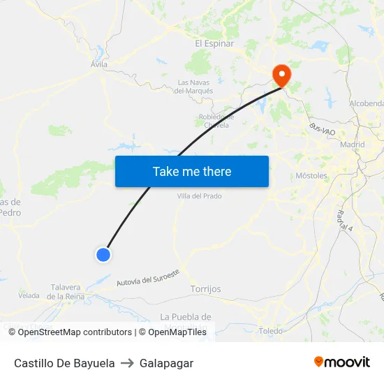 Castillo De Bayuela to Galapagar map