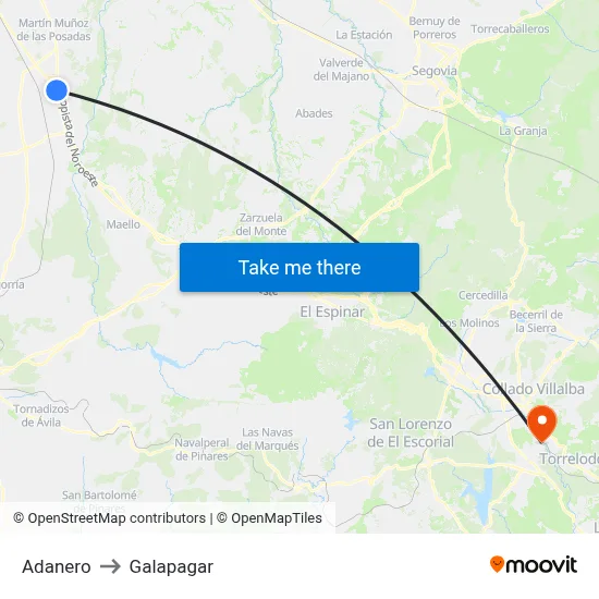 Adanero to Galapagar map