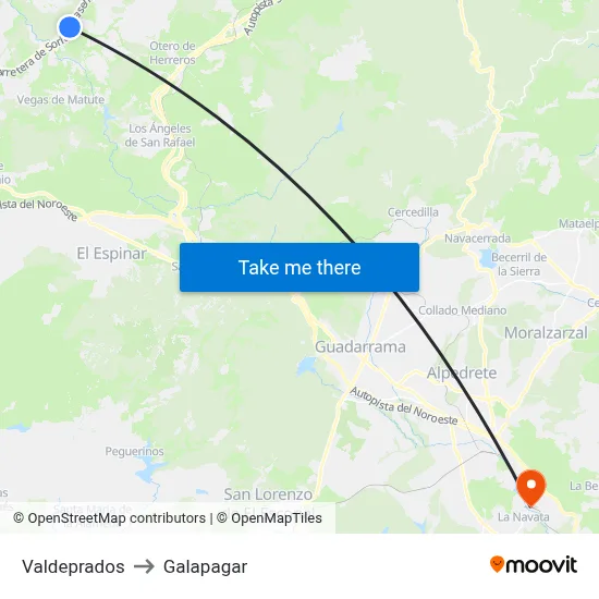 Valdeprados to Galapagar map