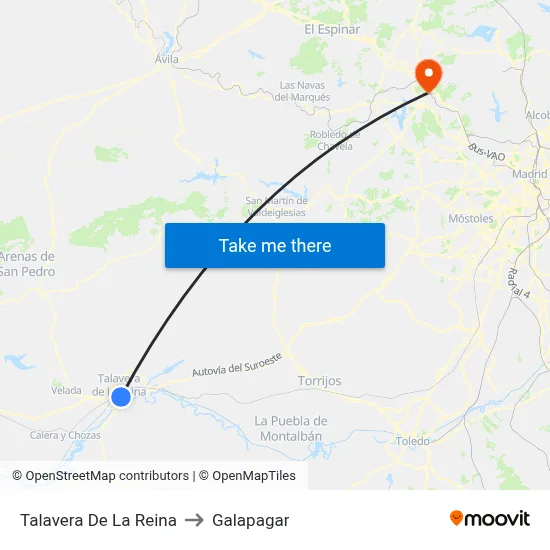 Talavera De La Reina to Galapagar map