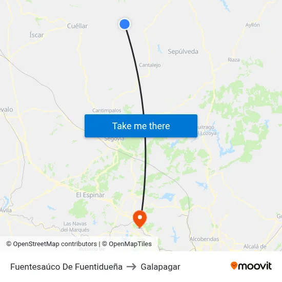 Fuentesaúco De Fuentidueña to Galapagar map
