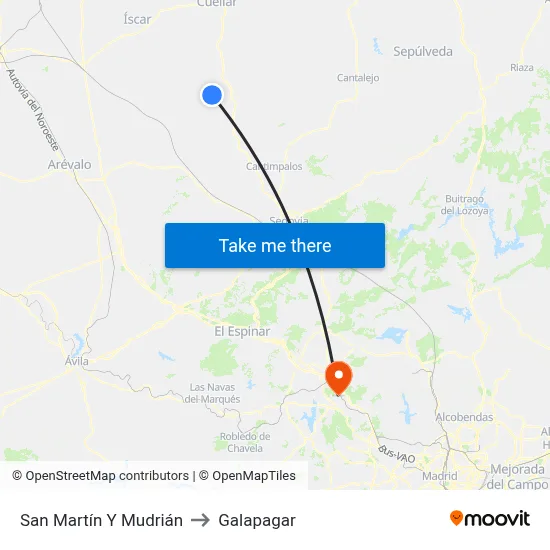 San Martín Y Mudrián to Galapagar map