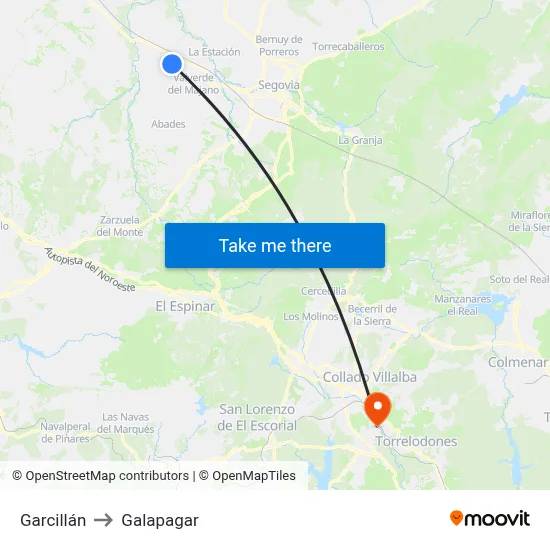 Garcillán to Galapagar map
