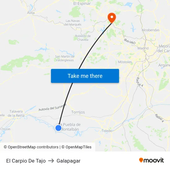El Carpio De Tajo to Galapagar map