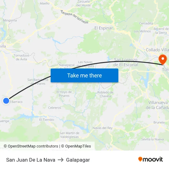 San Juan De La Nava to Galapagar map