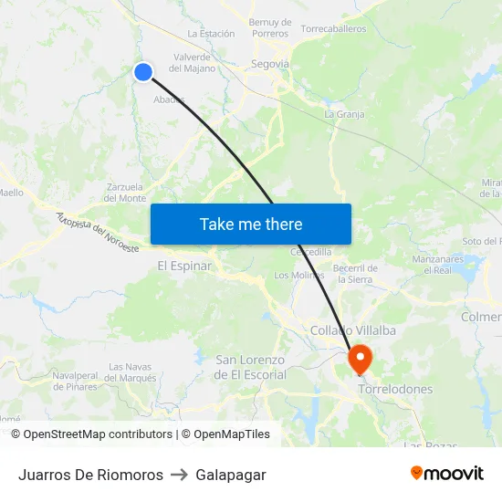 Juarros De Riomoros to Galapagar map