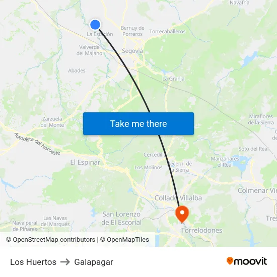 Los Huertos to Galapagar map