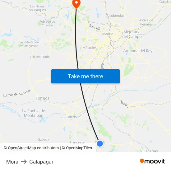 Mora to Galapagar map