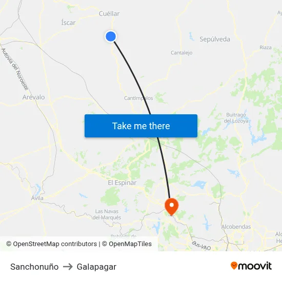 Sanchonuño to Galapagar map