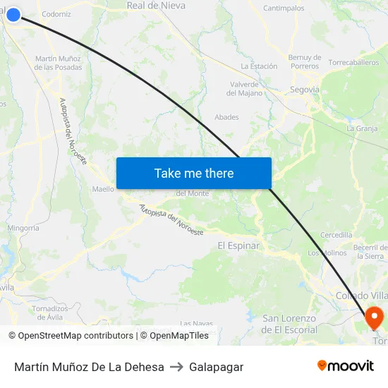 Martín Muñoz De La Dehesa to Galapagar map