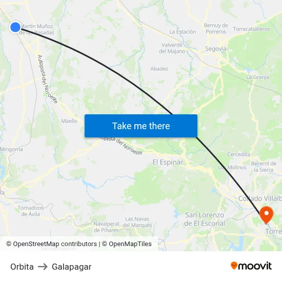 Orbita to Galapagar map