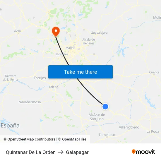 Quintanar De La Orden to Galapagar map