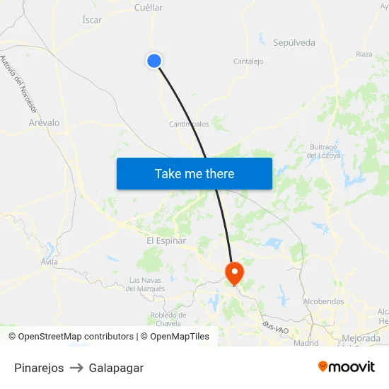 Pinarejos to Galapagar map