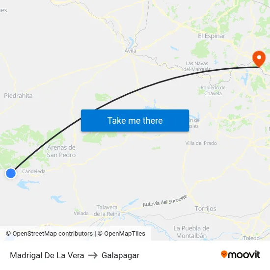 Madrigal De La Vera to Galapagar map