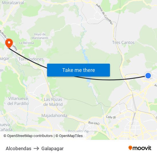 Alcobendas to Galapagar map