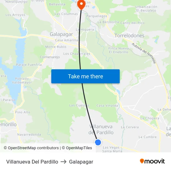 Villanueva Del Pardillo to Galapagar map