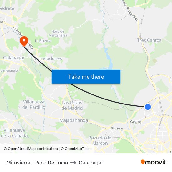 Mirasierra - Paco De Lucía to Galapagar map