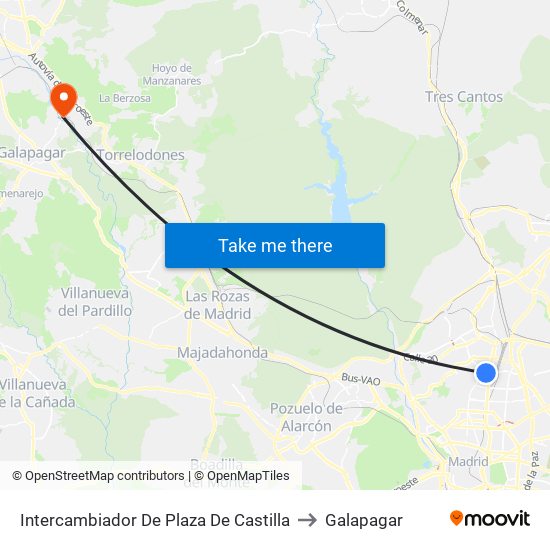 Intercambiador De Plaza De Castilla to Galapagar map