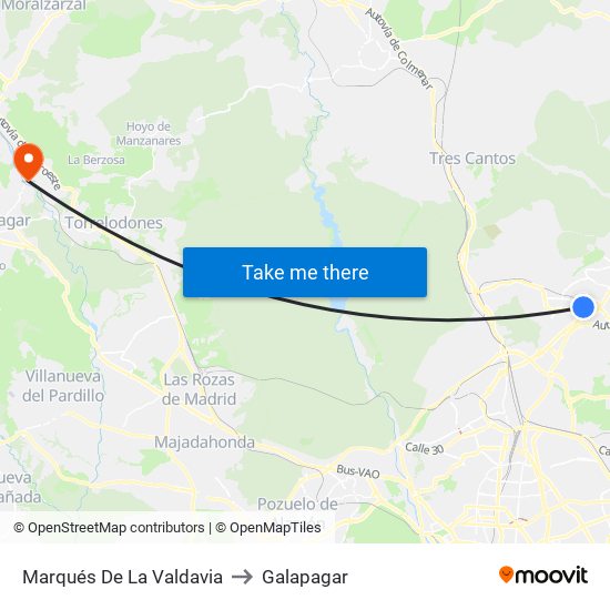 Marqués De La Valdavia to Galapagar map