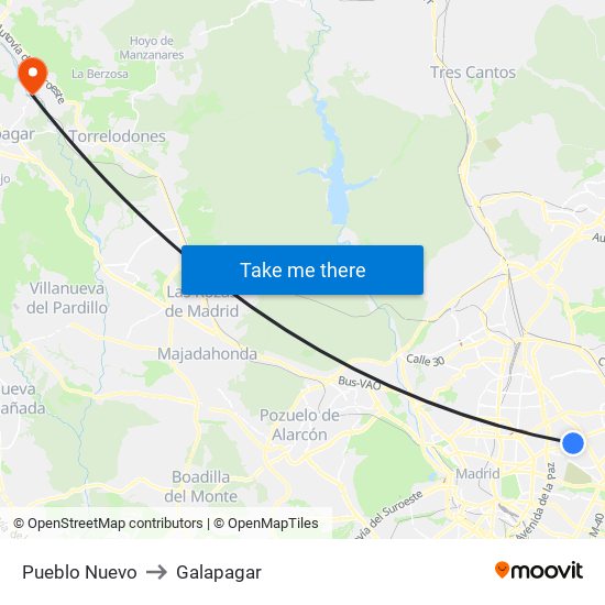 Pueblo Nuevo to Galapagar map
