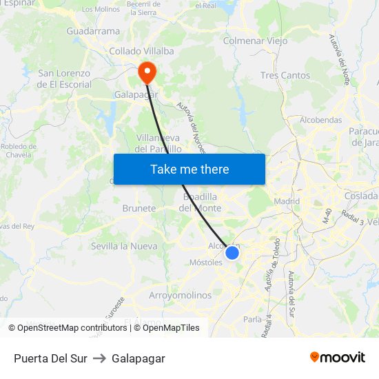 Puerta Del Sur to Galapagar map