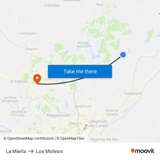 La Mierla to Los Molinos map