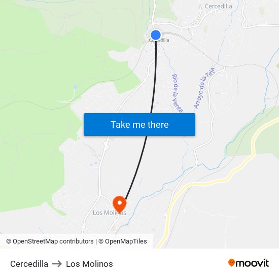 Cercedilla to Los Molinos map