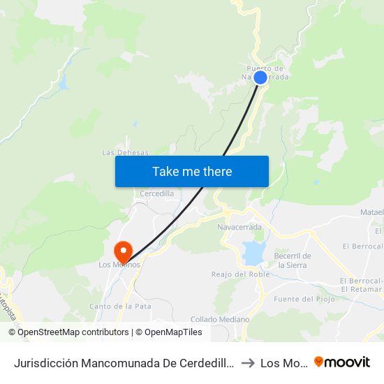 Jurisdicción Mancomunada De Cerdedilla Y Navacerrada to Los Molinos map