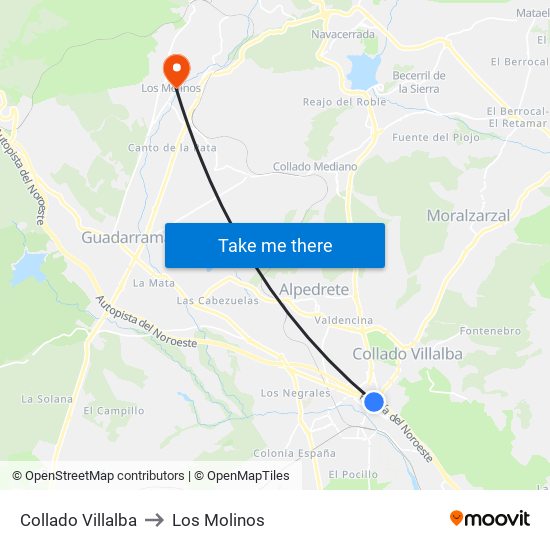 Collado Villalba to Los Molinos map