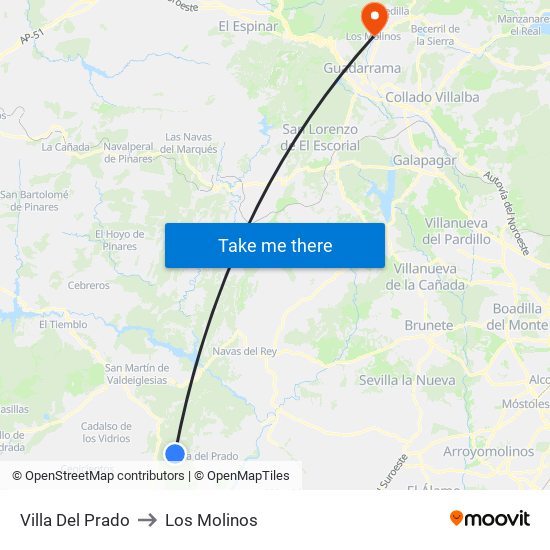 Villa Del Prado to Los Molinos map