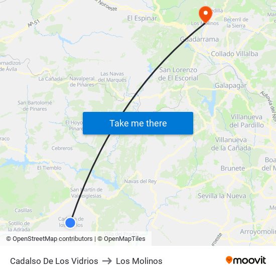 Cadalso De Los Vidrios to Los Molinos map