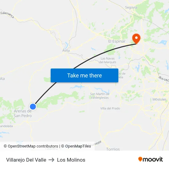 Villarejo Del Valle to Los Molinos map