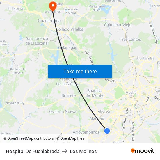 Hospital De Fuenlabrada to Los Molinos map