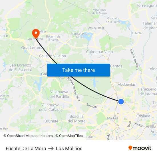 Fuente De La Mora to Los Molinos map