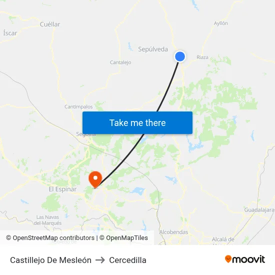Castillejo De Mesleón to Cercedilla map